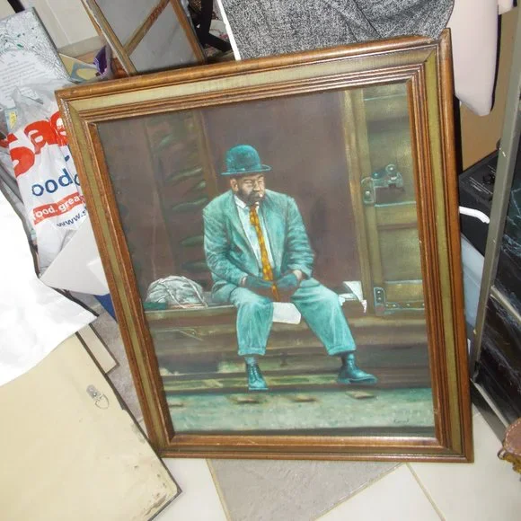 Vintage railway rider framed print, approximately 22 1/4" x 27" - Picture 9 of 9